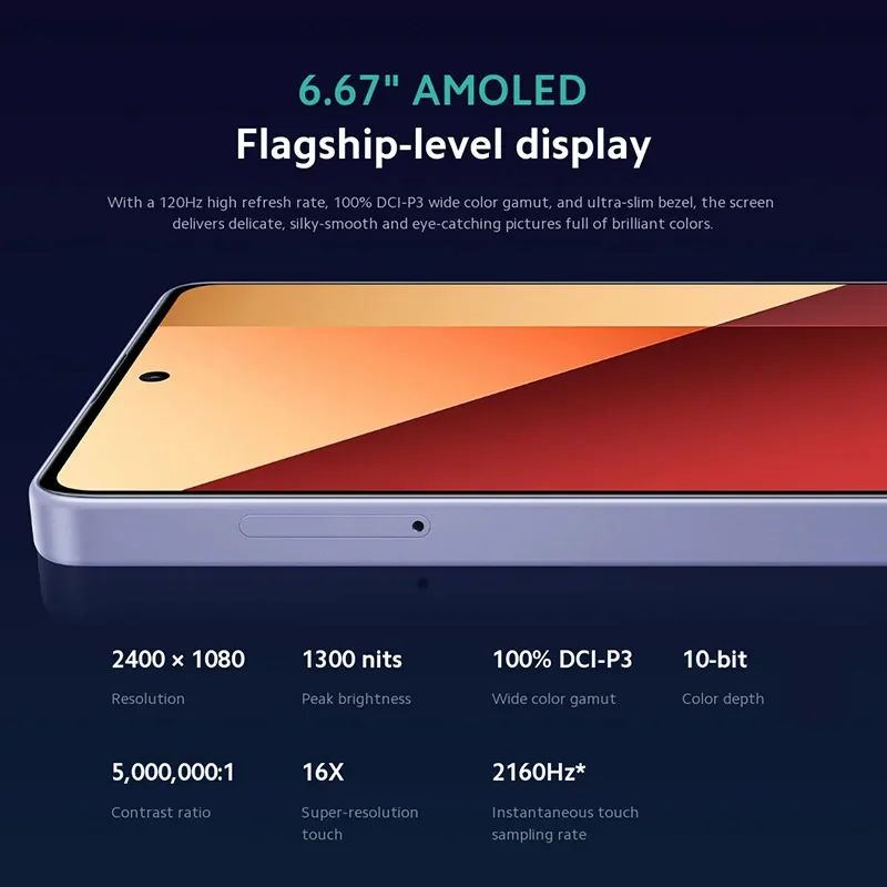 Фото Новая глобальная версия смартфона Xiaomi Redmi Note 13 Pro 4G с процессором MTK Helio G99-Ultra, 6.67-дюймовым AMOLED-дисплеем, быстрой зарядкой 67W и батареей 5000 мАч. №4