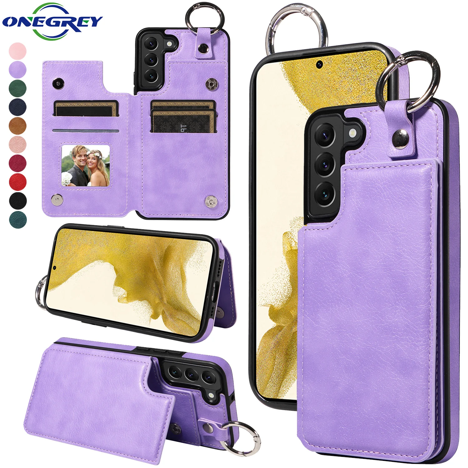 

Кожаный чехол для телефона Samsung Galaxy S23 S23 S21 FE Plus Ultra с кольцом-держателем и слотом для карт, Магнитная подставка, противоударный чехол