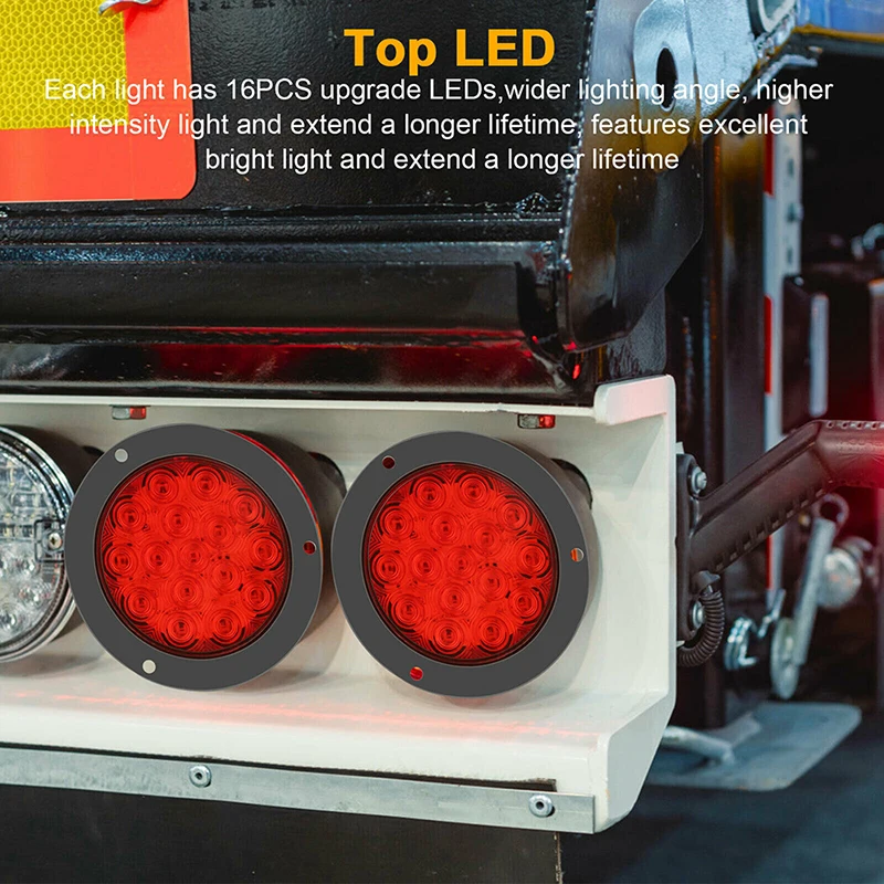 

12/24V 16 LED Car Rear Tail Light Brake Stop Side Marker Warning Indicator Lorry Truck Round Tail Light