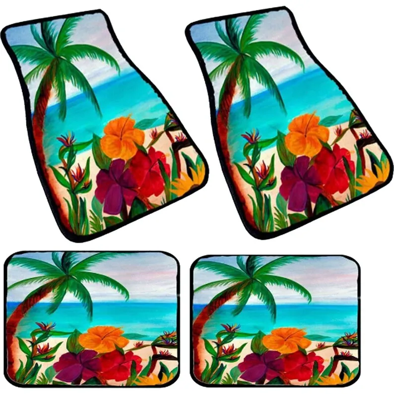 

Tropical Floral Beach Art Car Mats from my art