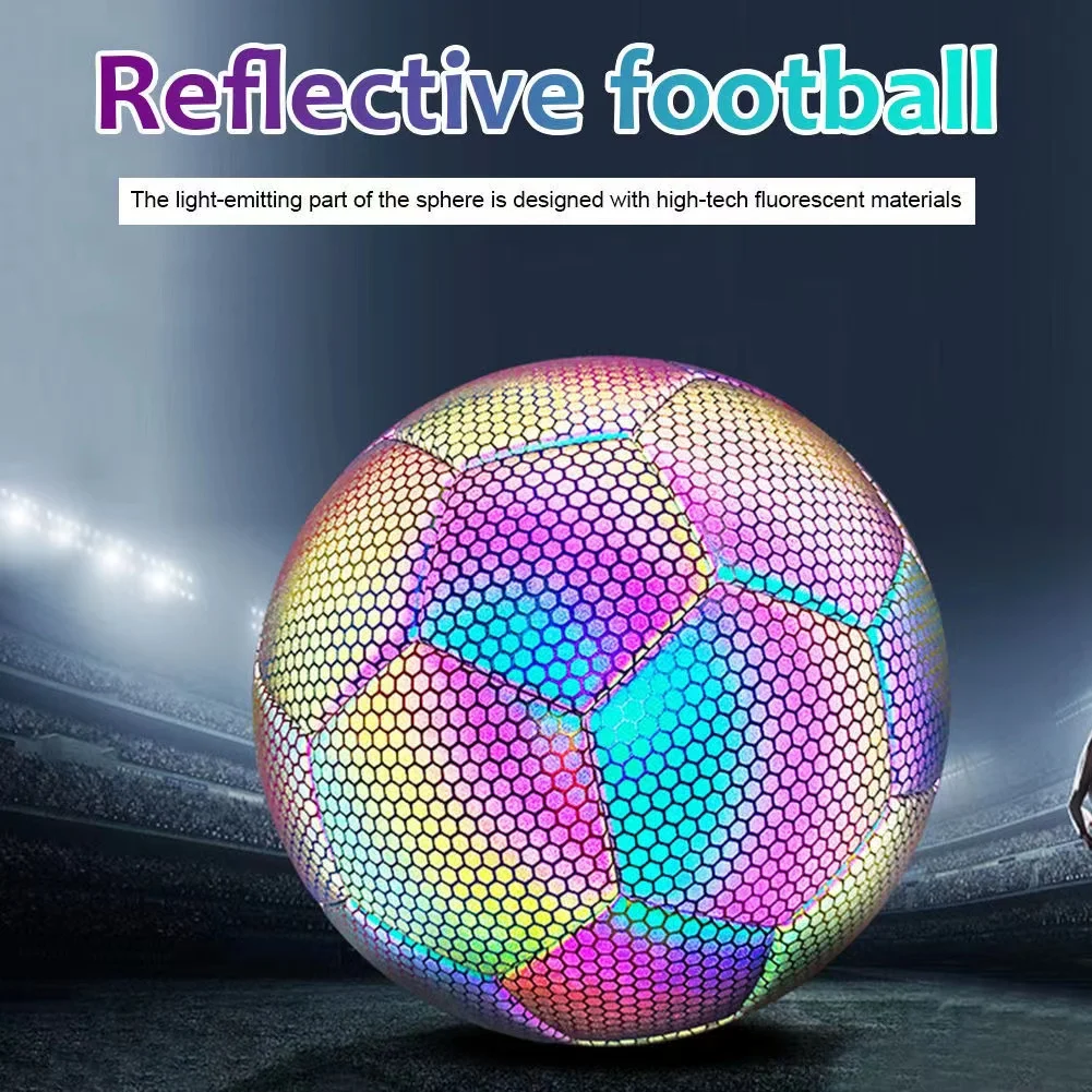 

Reflective Soccer Ball Glowing Reflect Luminous Football Ball PU Non-slip Holographic Soccer Balls Glow in Dark