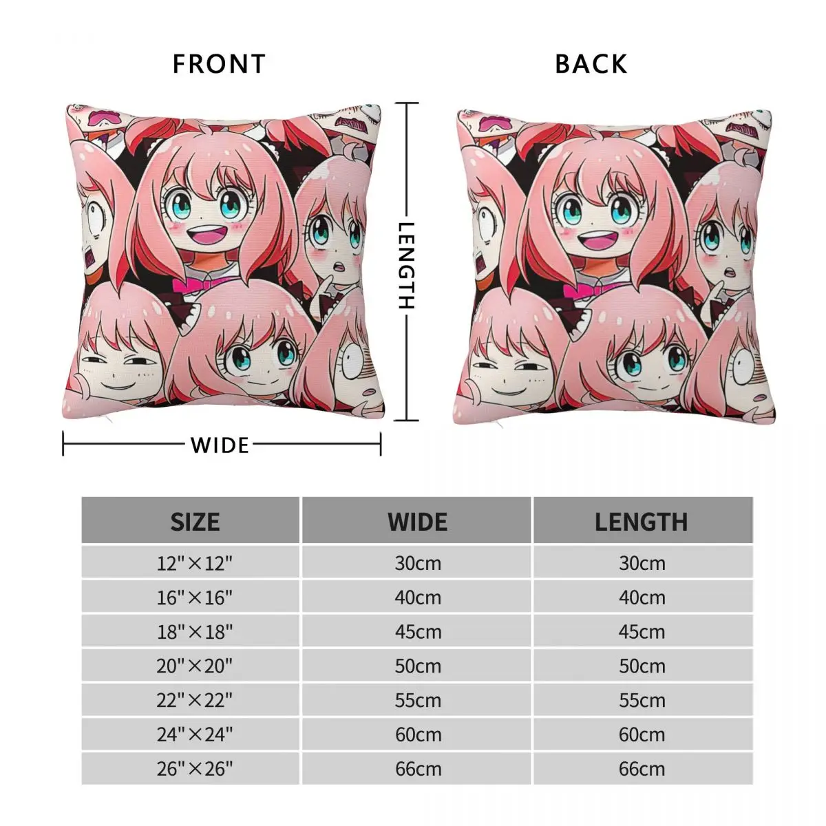 Spy X Famlily Throw Pillow Square Case Polyester Cushions for Sofa Family Anya Forger Custom Pillowcover Home Decor