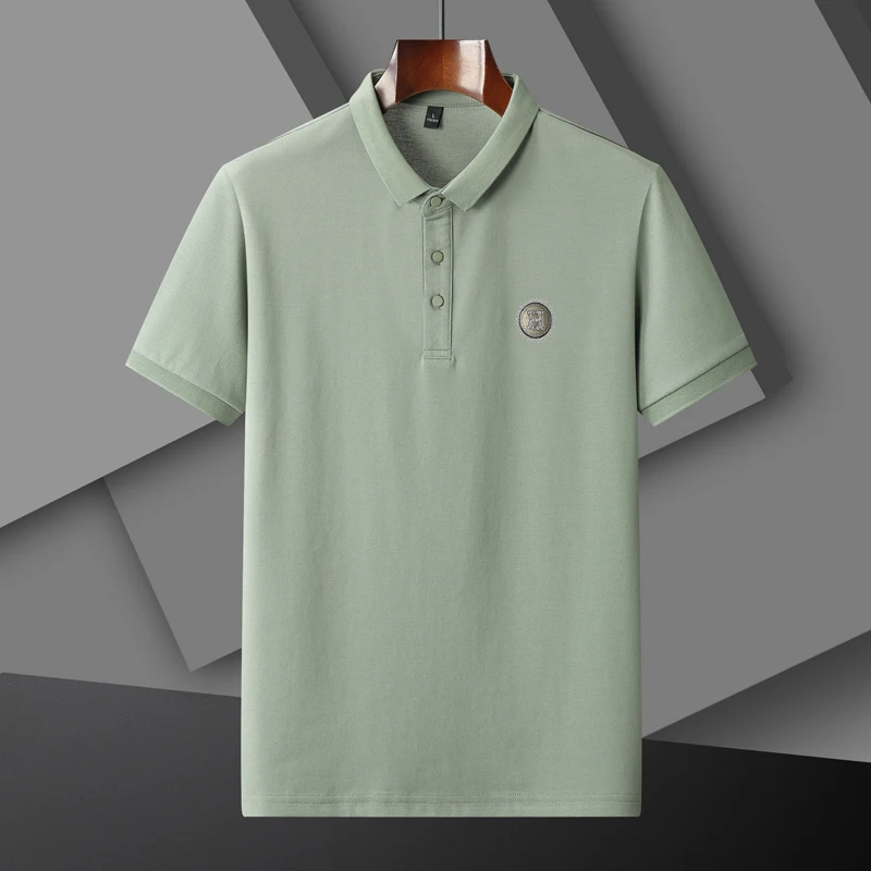 2022 Cotton Polo Shirt Men's Short Sleeve Brand H Embroidery T-Shirt Summer Lapel Loose Casual Fashion Top Shirt T-Shirt