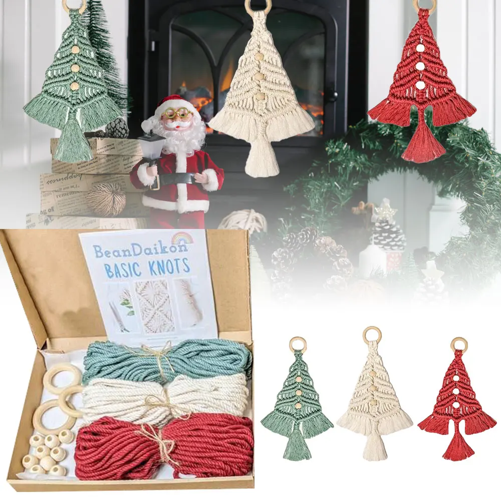 

Рождественская елка, набор «сделай сам», плетеная макраме, Рождественская елка, набор «сделай сам», настенные подвески, ручная работа, хлопк...