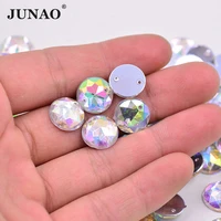 junao wholesale 1000pcs 10mm sew on crystal ab round rhinestones flatback strass acrylic gems for diy garment decoration
