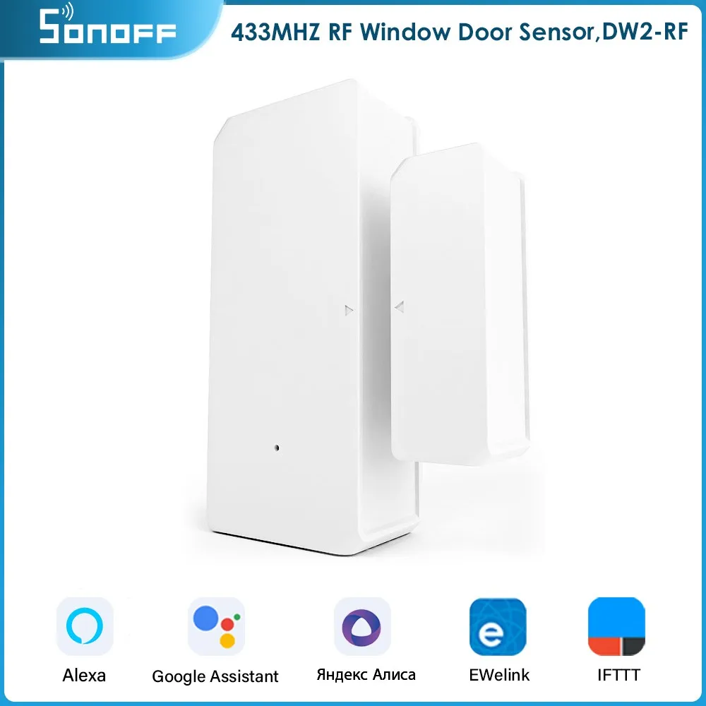 

Умный дверной/оконный датчик SONOFF DW2-RF, домашняя сигнализация безопасности и сигнальный шлюз Sonoff RFbridge R2, работает с приложением IFTTT eWelink