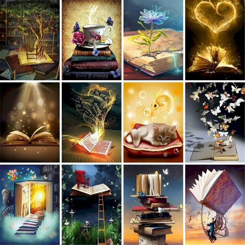 

SIYU Full Round Diamond Painting Butterfly Book 5D DIY Diamond Embroidery Cross Stitch Rhinestone Mosaic Crafts Kit