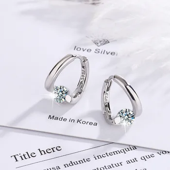 925 Sterling Silver Gold Crystals Simple Earrings For Women Fashion Wedding Luxury Designer Jewelry Free Shipping GaaBou 1