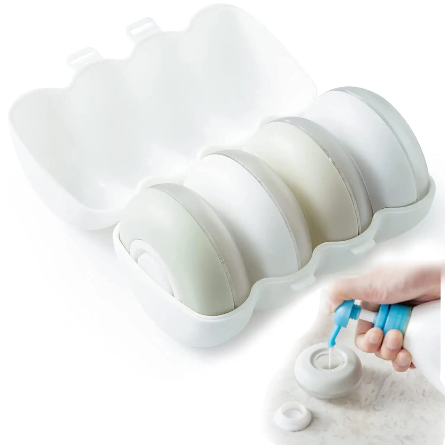 

Travel Pods 4PCS, Travel Soap Bottles Toiletries with Case, Toiletries Squeeze, Mini Round Liquid Emulsion Storage Box Portable