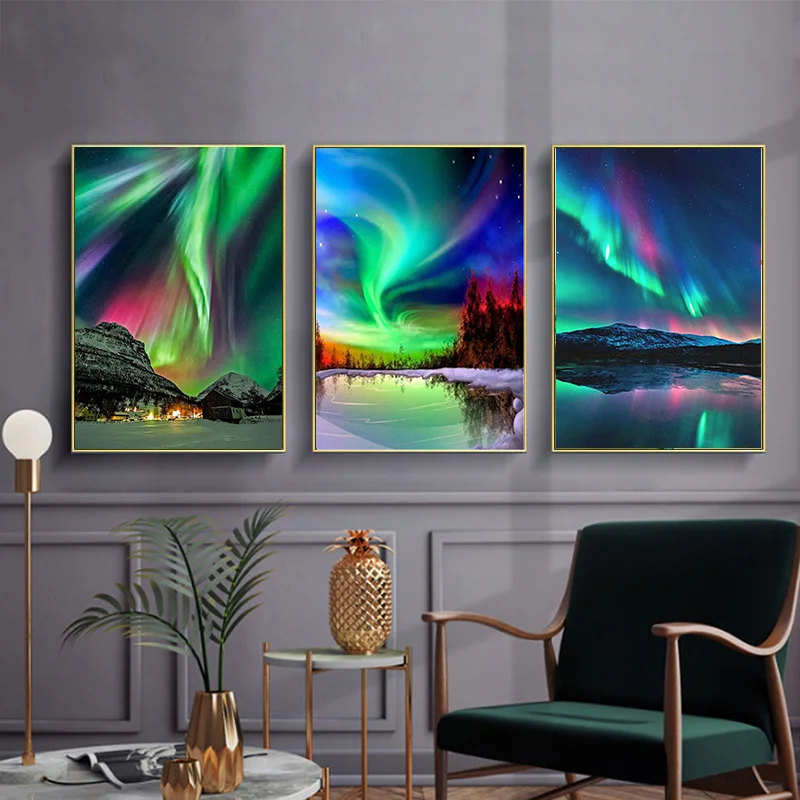 Картина на холсте Аврора пейзаж природный Настенная картина HD печать для