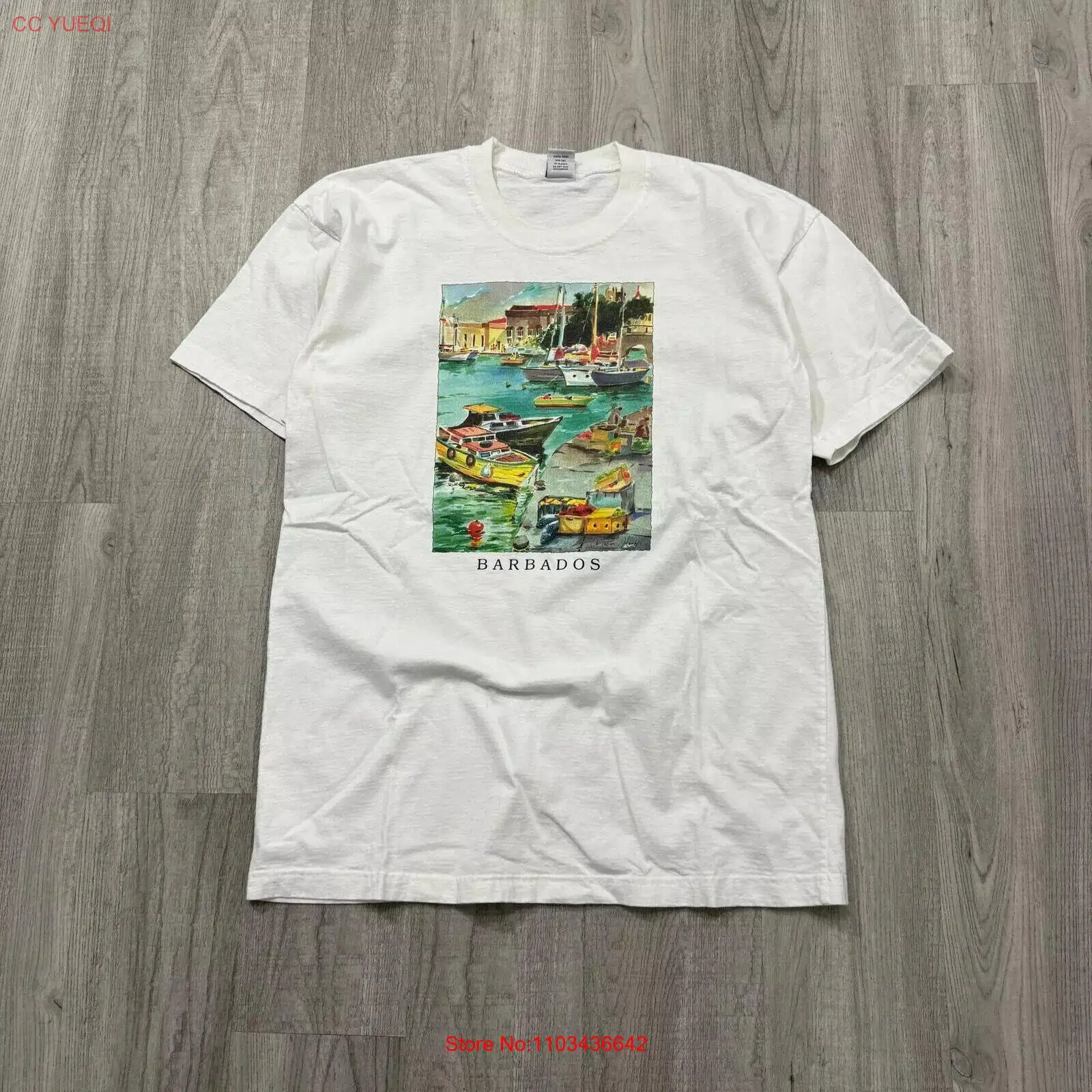 Винтажная художественная графическая рубашка 90-х Барбадоса с рисунком