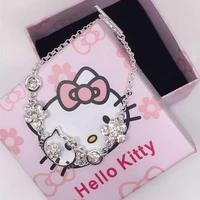 hello kitty bracelet cartoon fashion micro rhinestone hello kitty bracelet silver accessories ornament gifts