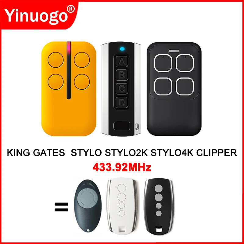 

KING GATES STYLO2K STYLO4K STYLO CLIPPER Garage Door / Gate Remote Control 433.92MHz Rolling Code Electric Gate Control Opener