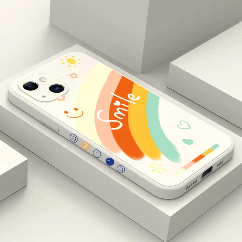 

Cute Rainbow Smile Face Phone Case For iPhone 14 13 12 11 Pro Max XS X XR 7 8 Plus SE 2 2020 Mini Shockproof Soft Silicone Cover