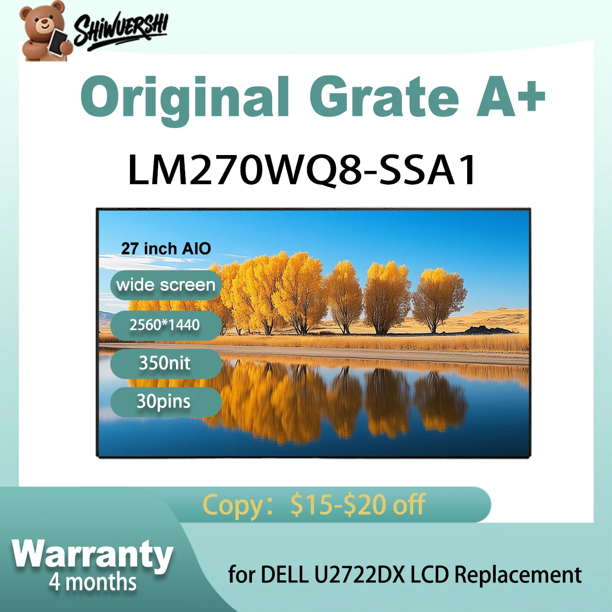 Фото Оригинальный новый LM270WQ8-SSA1 LM270WQ8 SSA1 LM270WQ8 (SS)(A1) 27-дюймовый IPS ЖК-экран для дисплея Dell U2722D DX DE №1