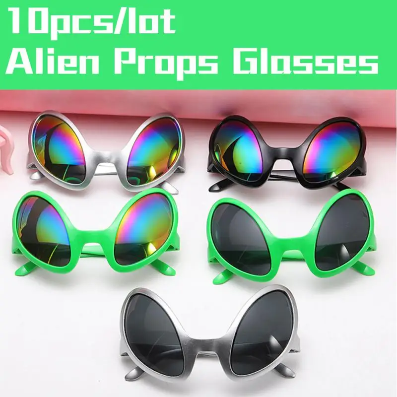 

10pcs Funny Aliens Costume Glasses Rainbow Lenses ET Sunglasses Halloween Alien Styling eyewear Adults Kid Party Props Supplies