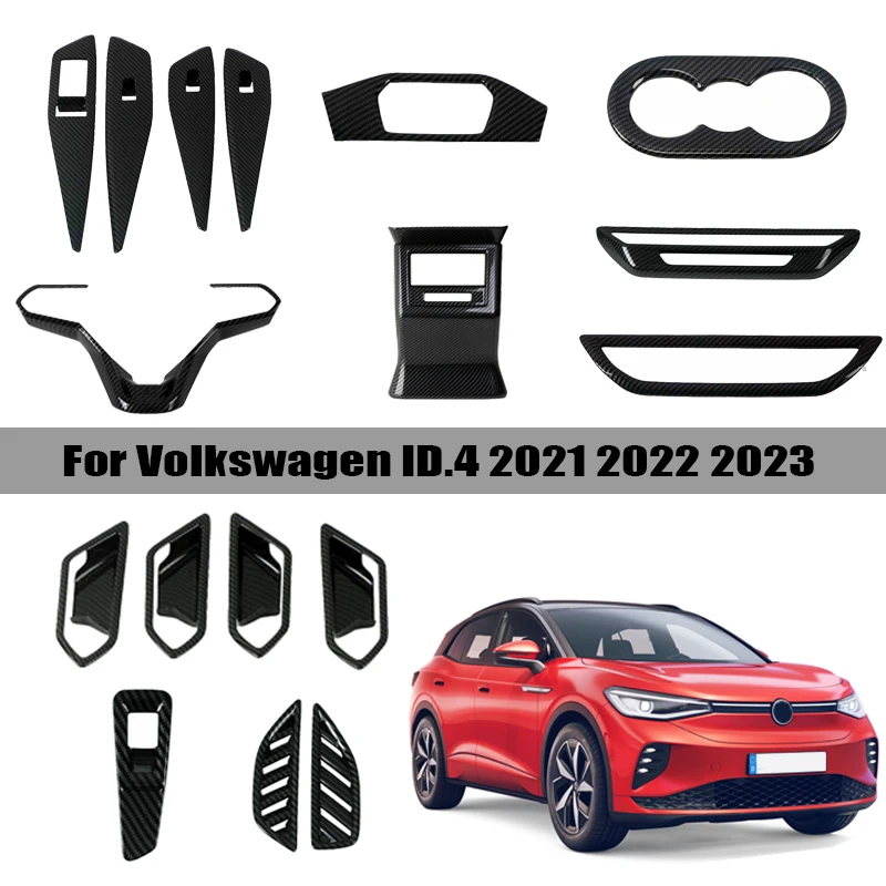 

Отделочная панель для дверной ручки автомобиля, кнопка переключения окна, крышка рамы, карбоновая внутренняя формовка для VW Volkswagen ID.4 ID4 2021 ...