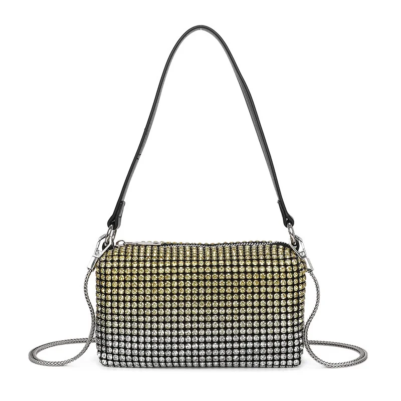 

2023 Colourful Handbag Shiny Rhinestone Shoulder Bag For Women Ladies Fashion Hand Bags Silver Female Top Clutch Bag New Luxury