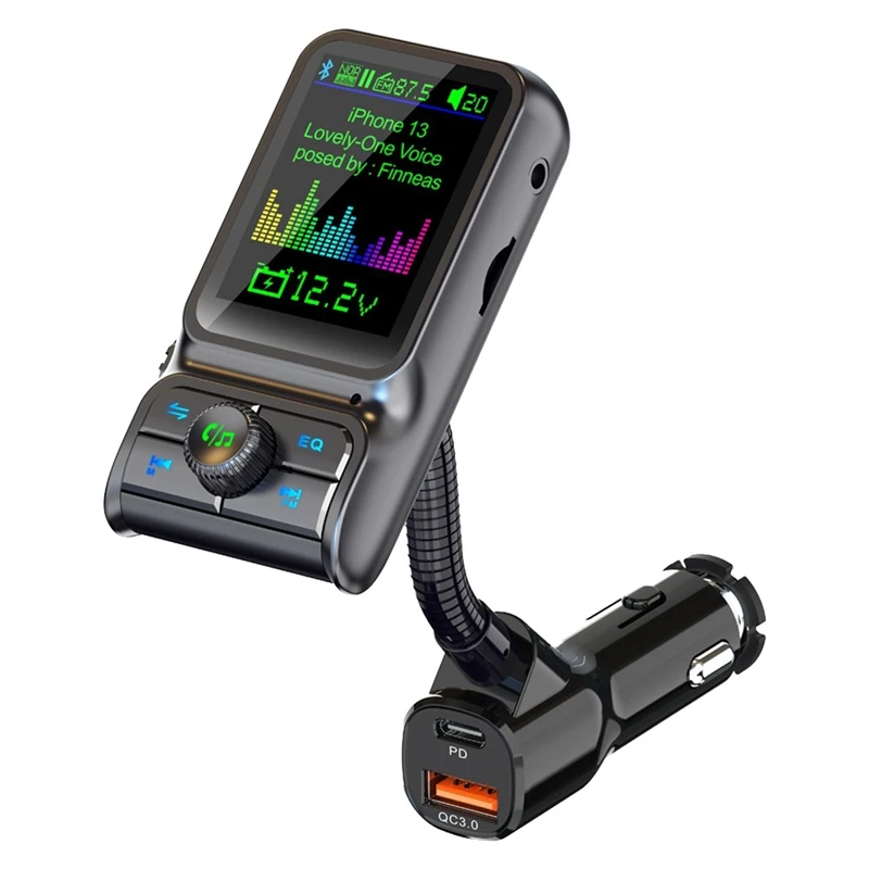 

Автомобильный Bluetooth MP3-плеер QC3.0 с быстрой зарядкой, FM-передатчик, HD цветной дисплей, автомобильные принадлежности