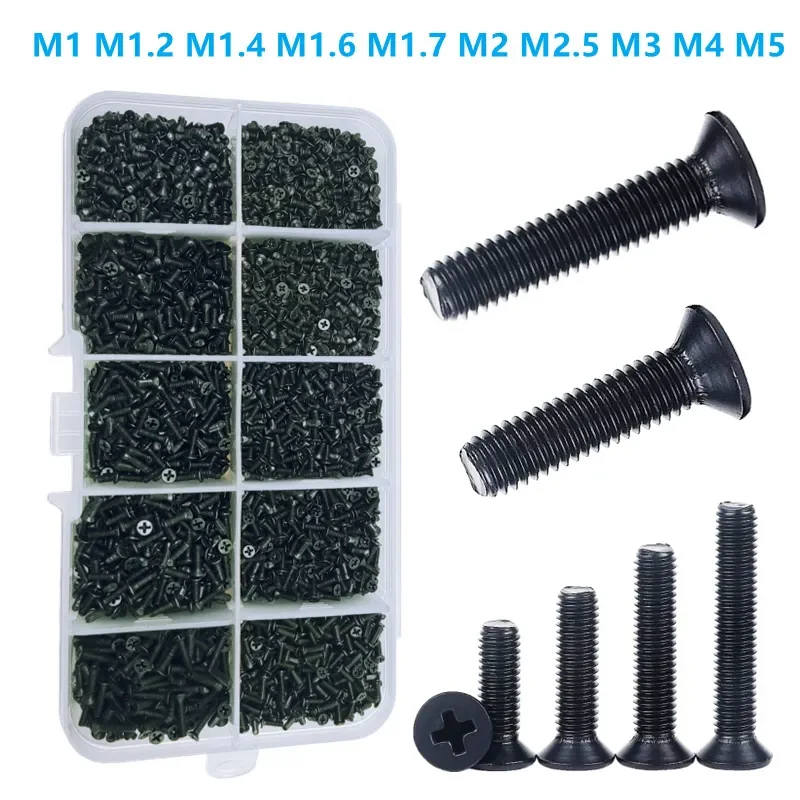 

NEW2023 M1 M1.2 M1.4 M1.6M M2 M2.5 M3 M5 Screw Set Laptop Screw Flat Phillips Drive Accessories for Repair Computer Screws Kit