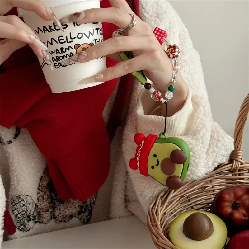 Милый рождественский чехол с авокадо для AirPods 4 Airpod 1 2 3 Pro Pro2 Bluetooth-наушники