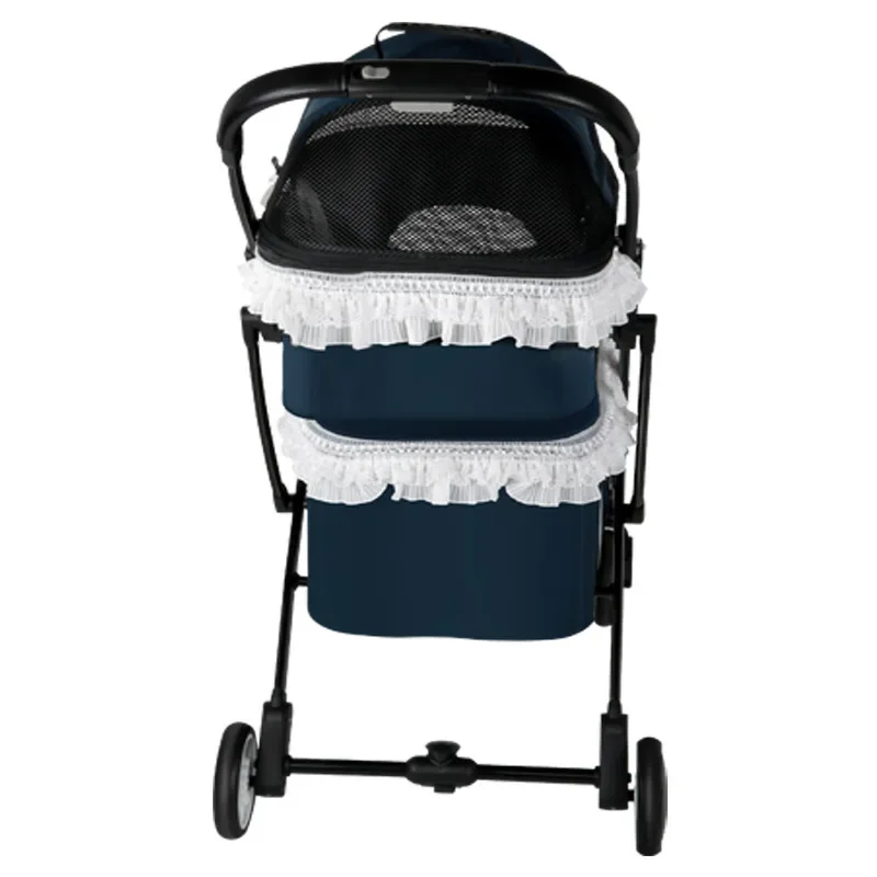 Двухуровневая тележка для домашних животных съемная корзина складная собак