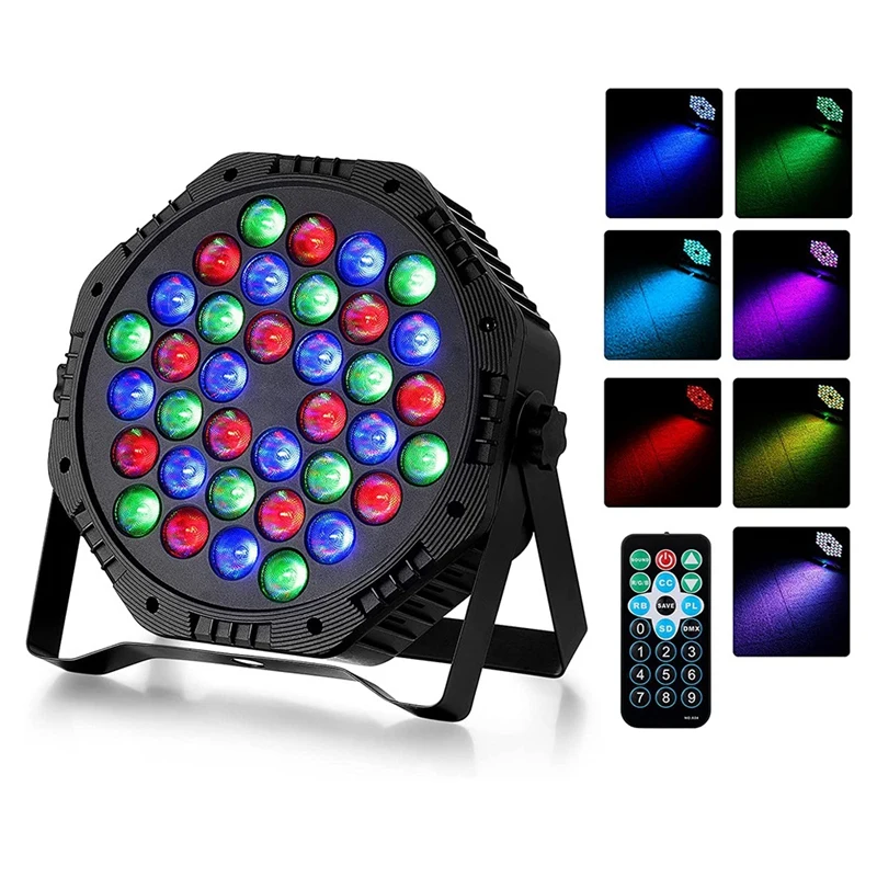 LED Stage Lights, 36 LED Par Lights, 7 Colors Lighting Effects RGB Party Light With Sound Activated Remote,US Plug