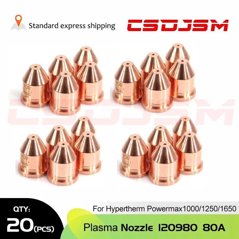 

CSDJSM,20Pcs 120980 Nozzle TIps 80A For Powermax1650 1250 1000 ® T100/T100M/T100M-2 Torch Consumables