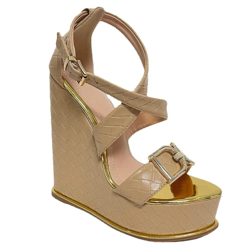 

AOSPHIRAYLIAN 2022 Wedges Sandals Cross Strap High Heels Platform Summer Women's Shoes