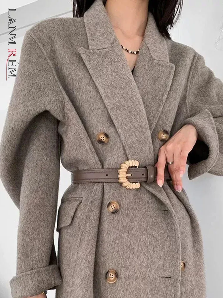 LANMREM двустороннее кашемировое пальто для женщин 2024 осень зима новые корейские