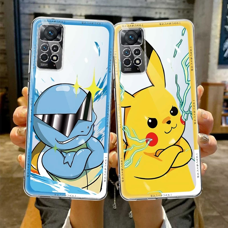 

Pokemon Pikachu Squirtle Manga Coque Case Transparent For Xiaomi Redmi Note 9S 7 8 9 10 11 12 4G 5G Pro 10S 11T NOTE11 10Pro 8T