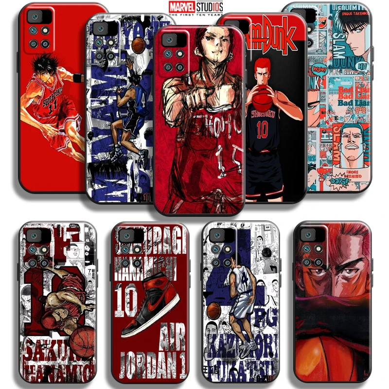 Japan Anime SLAM DUNK Phone Case For Xiaomi Redmi 10 6.5 Inch Funda Silicone Cover Black Back Soft Liquid Silicon  - buy with discount
