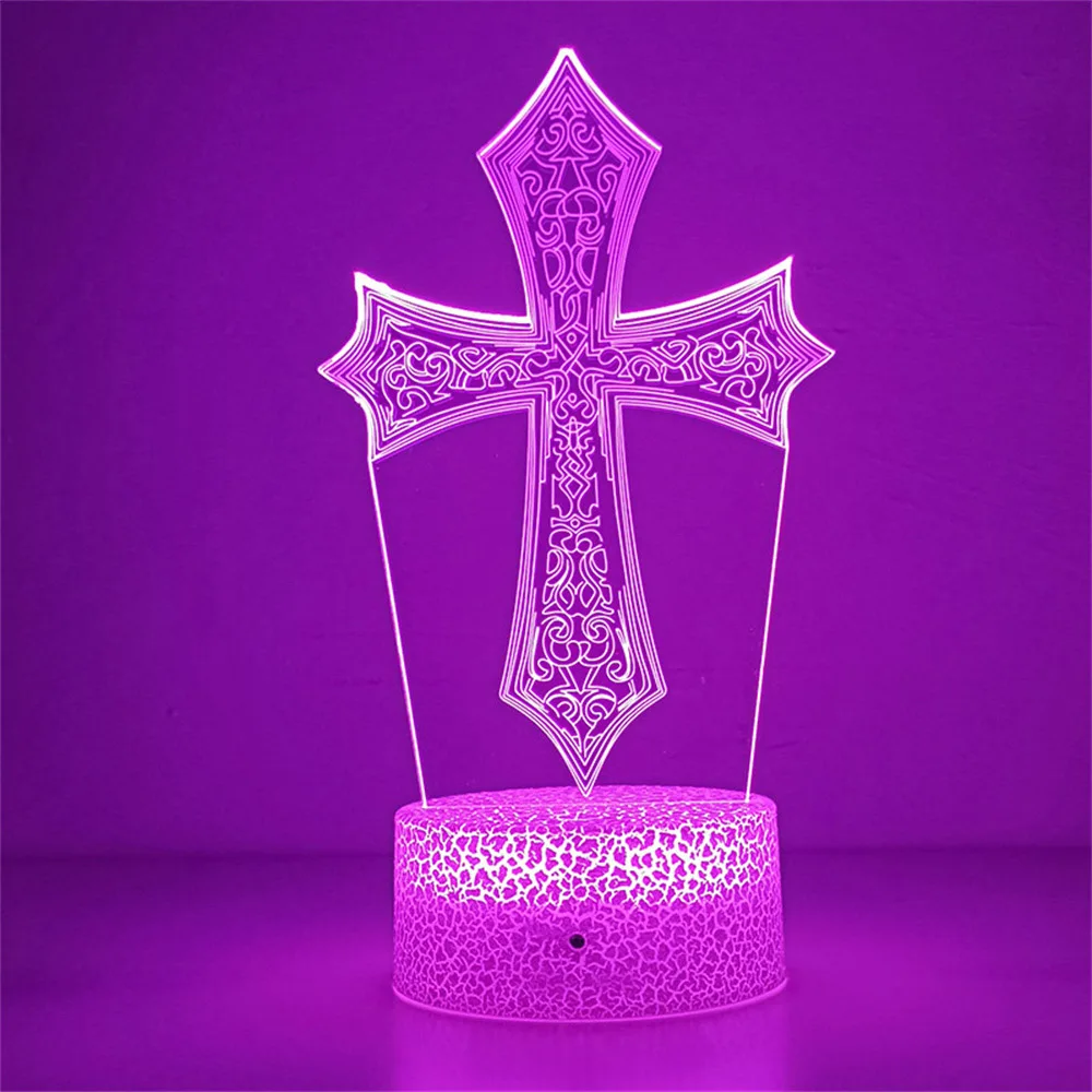 3D крестовая лампа с дизайном Иисуса для друзей Рождественская Пасха детский