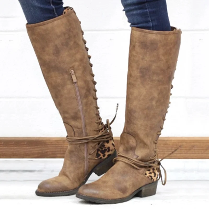 

Женские высокие ботинки 2022, зимние модные ботинки на платформе 6 больших размеров, женские длинные ботинки со шнуровкой сзади, черные ботинк...