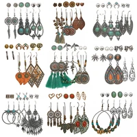 exknl vintage big beaded flower earrings set for women bohemian ethnic boho tassel long dreamcatcher drop earrings jewelry 2022