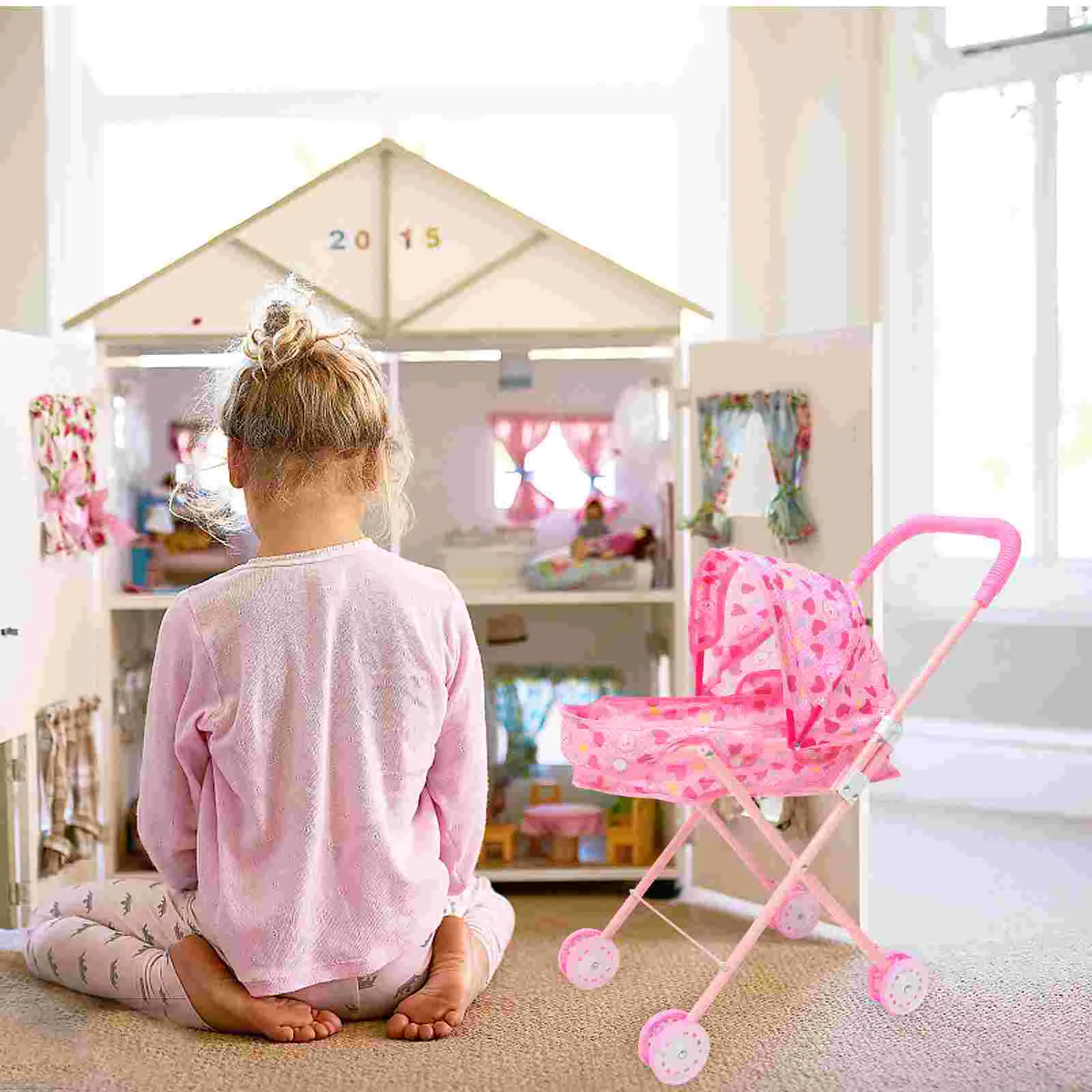 

Simulation Small Stroller Baby Stroller Toy Children Funny Pretend Play Stroller Toy For dolls