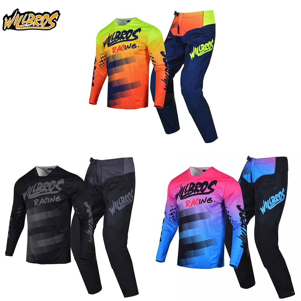 Willbros Jersey and Pants MX Combo Motocross Full Gear Set Bike Suit Off-road MTB ATV UTV DH Race Outfit