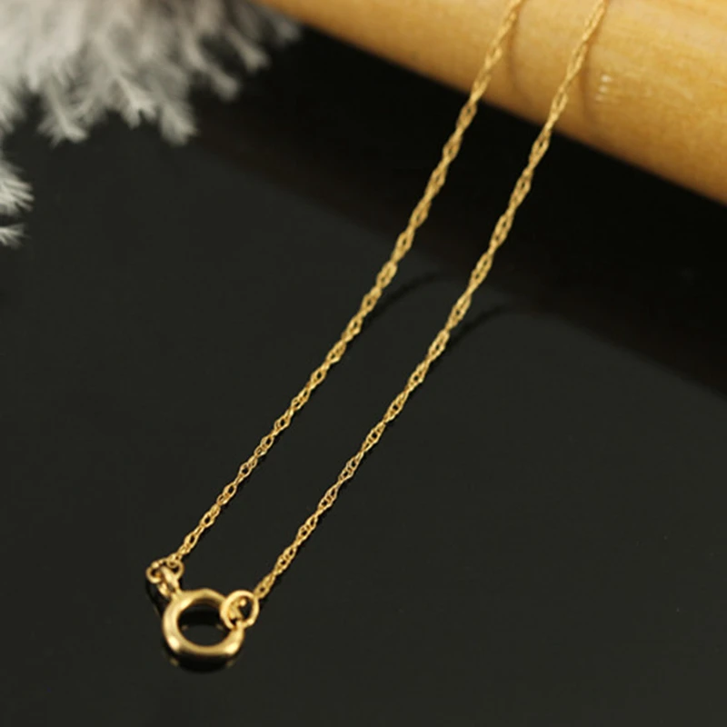 

Lii Ji Настоящее 14k позолоченное ожерелье не выцветает водяная волна цепь женское ожерелье 0,76 мм Бохо ювелирные изделия подарок
