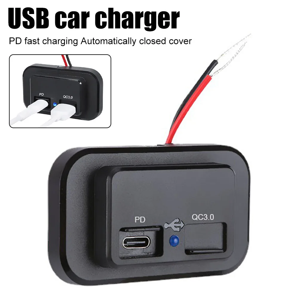 

Dual USB Charger Socket Dustproof Cover 24W USB PD Fast Charging Ports 3.0 Outlet for 12V/24V for RV Caravan Truck ATV Boat