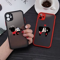chinese doll pucca and garu cute phone case matte transparent for iphone 11 12 13 6 s 7 8 plus mini x xs xr pro max cover