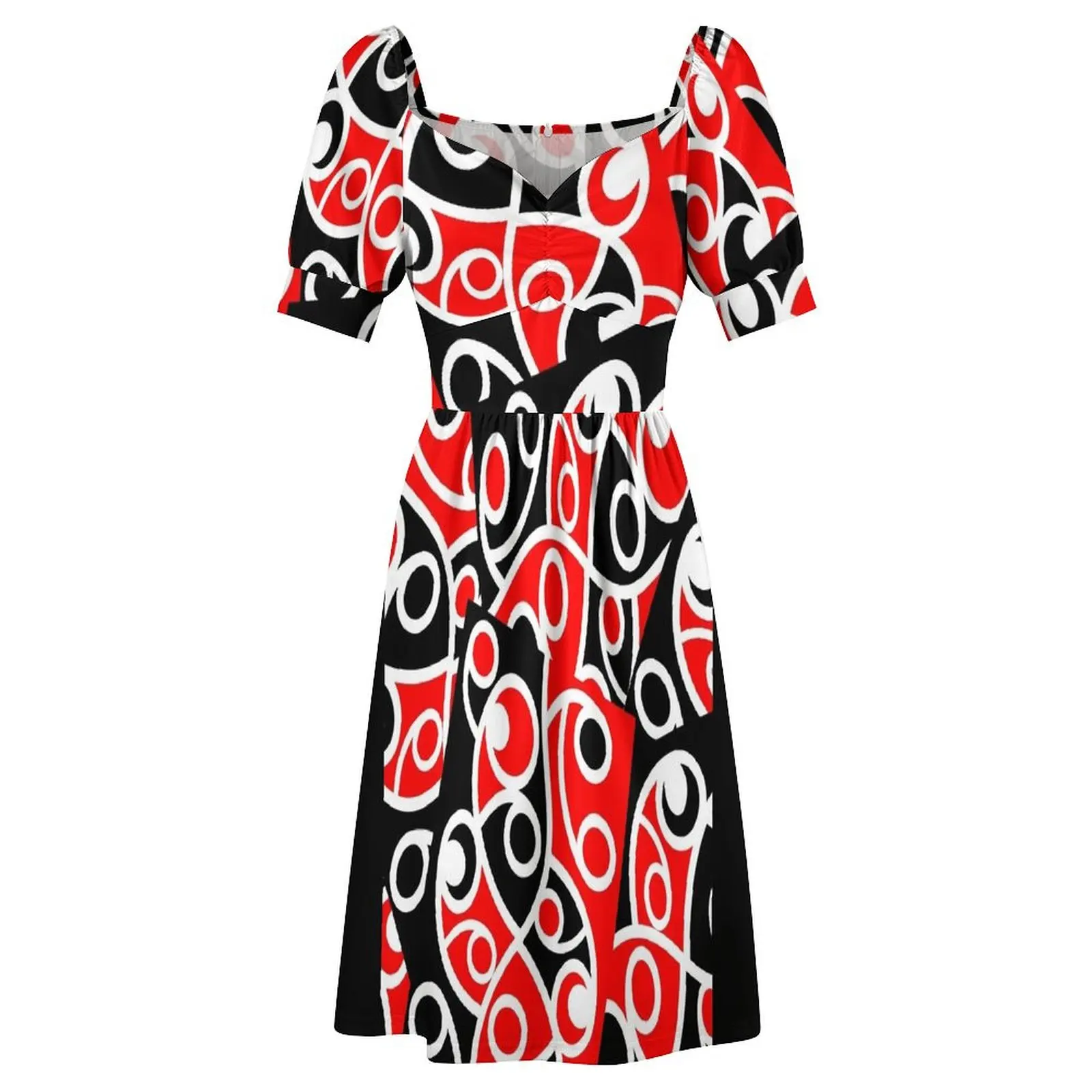 Платье Maori Kowhaihai с многослойным узором и короткими рукавами повседневные платья