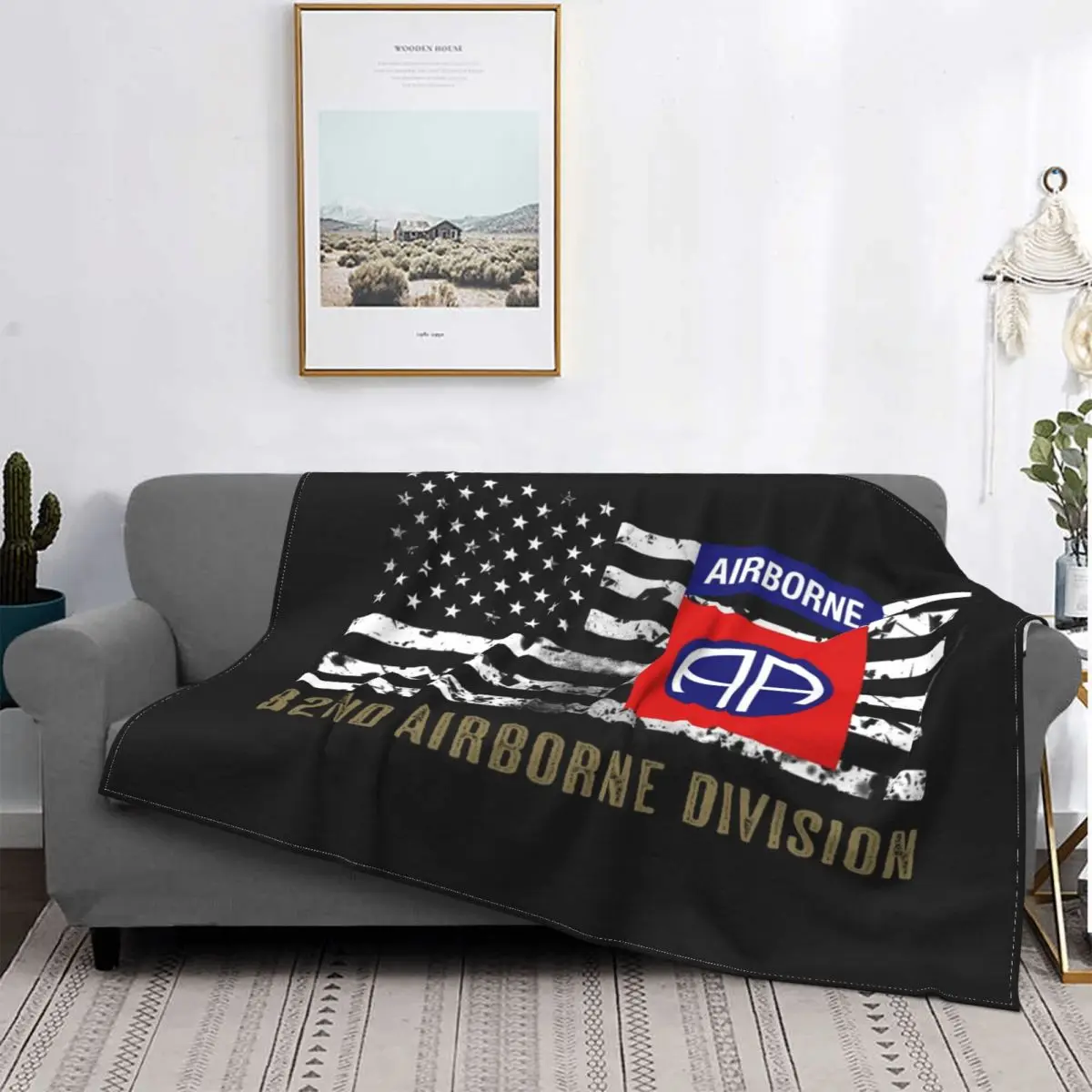 

82nd Airborne Division American Flag Blankets Flannel Summer Breathable Super Soft Throw Blankets for Bedding Outdoor Quilt
