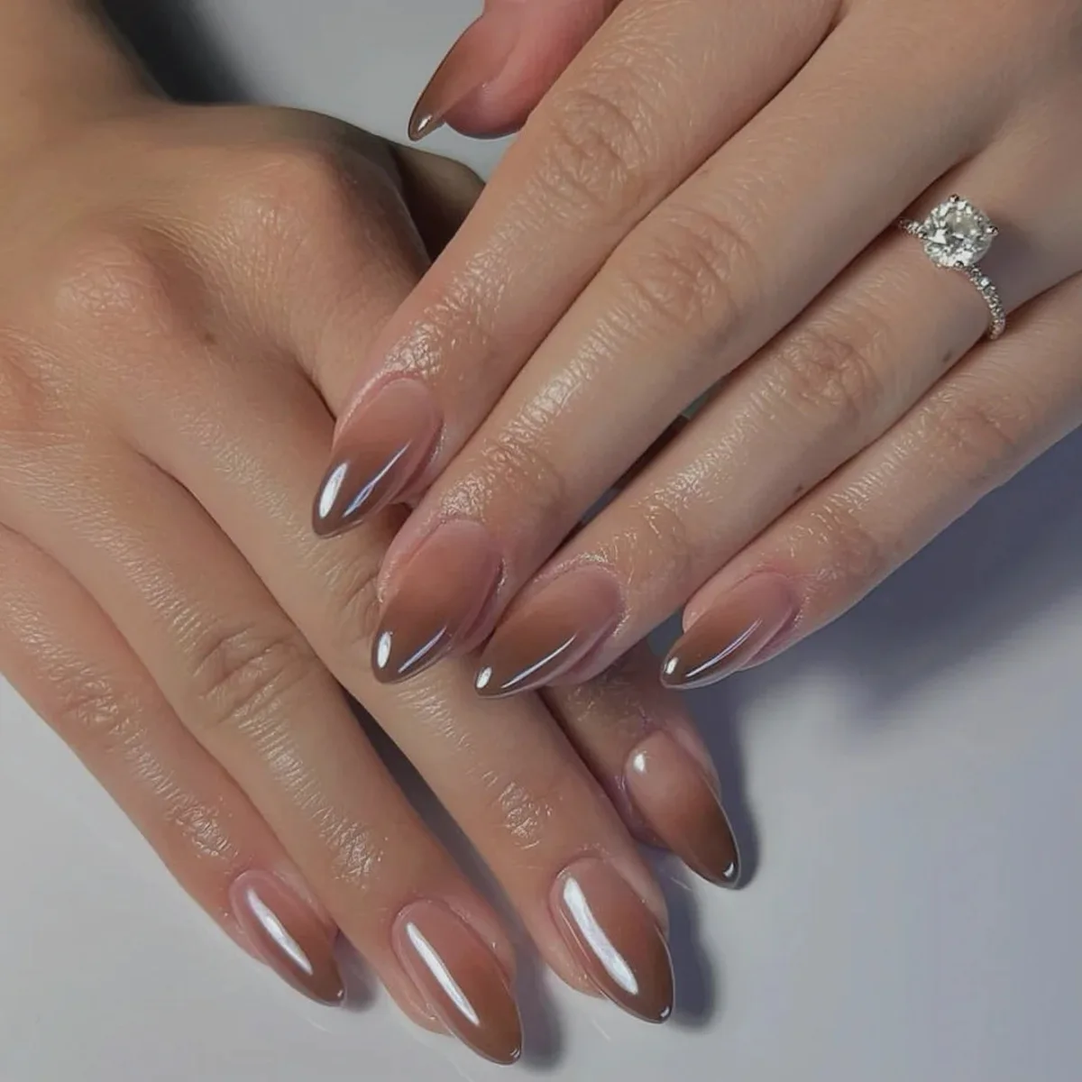 Ins стиль шоколадно-коричневые градиентные накладные ногти нажимные заостренные