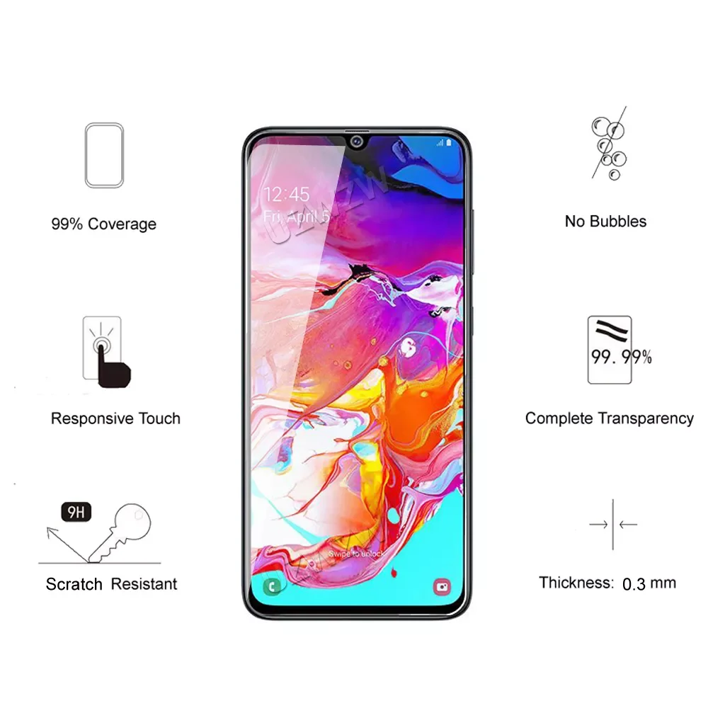 For Samsung Galaxy A70 A70s Tempered Glass Screen Protectors Protective Guard Film HD Clear