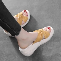 2022 women slipper sandals heels wedges platform leather peep toe crystal elegant female sandals ladies mules clogs summer shoes