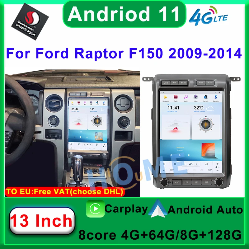 

13" Qualcomm Android 11 Car Multimedia Vertical Screen GPS Navigation Radio Player For Ford Raptor F150 CarPlay Auto DSP Stere