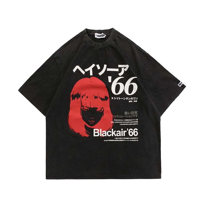 

Japanese Washed Retro Oversize Summer Tshirts for Men and Women Short Sleeve Streetwear Casual Tees Round Neck Loose Mens Tshirt