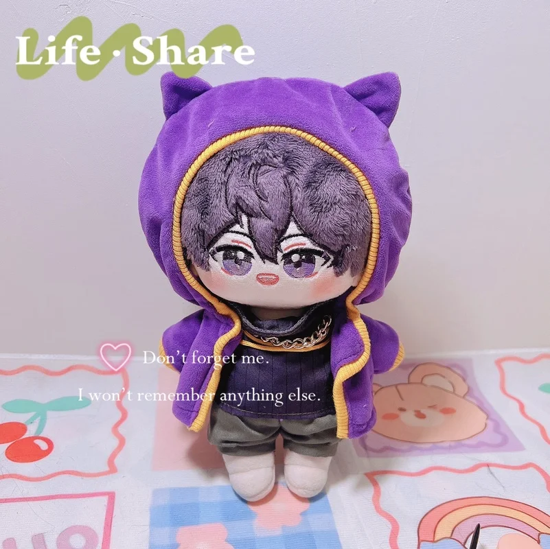 

20CM Anime Luxiem VTuber Vox Akuma Shoto Cute Dress Up Maid Outfit Plush Badge Doll and Cloth Christmas Present Gifts