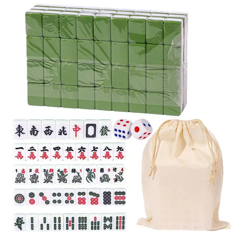 

Mini Mahjong Chinese Traditional Travel Table Game With Holding Bag Portable Table Game With 146 Melamine Resin Mahjong Tiles