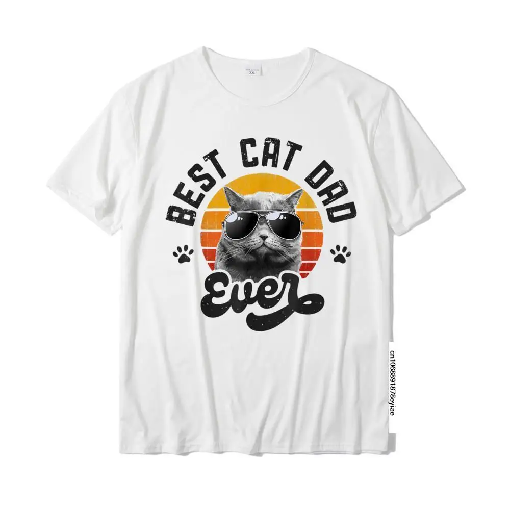 

Best Cat Dad Ever Funny Father's Day Retro Vintage Men T-Shirt Funny Cotton Men Tops T Shirt Hip Hop Plain Top T-Shirts